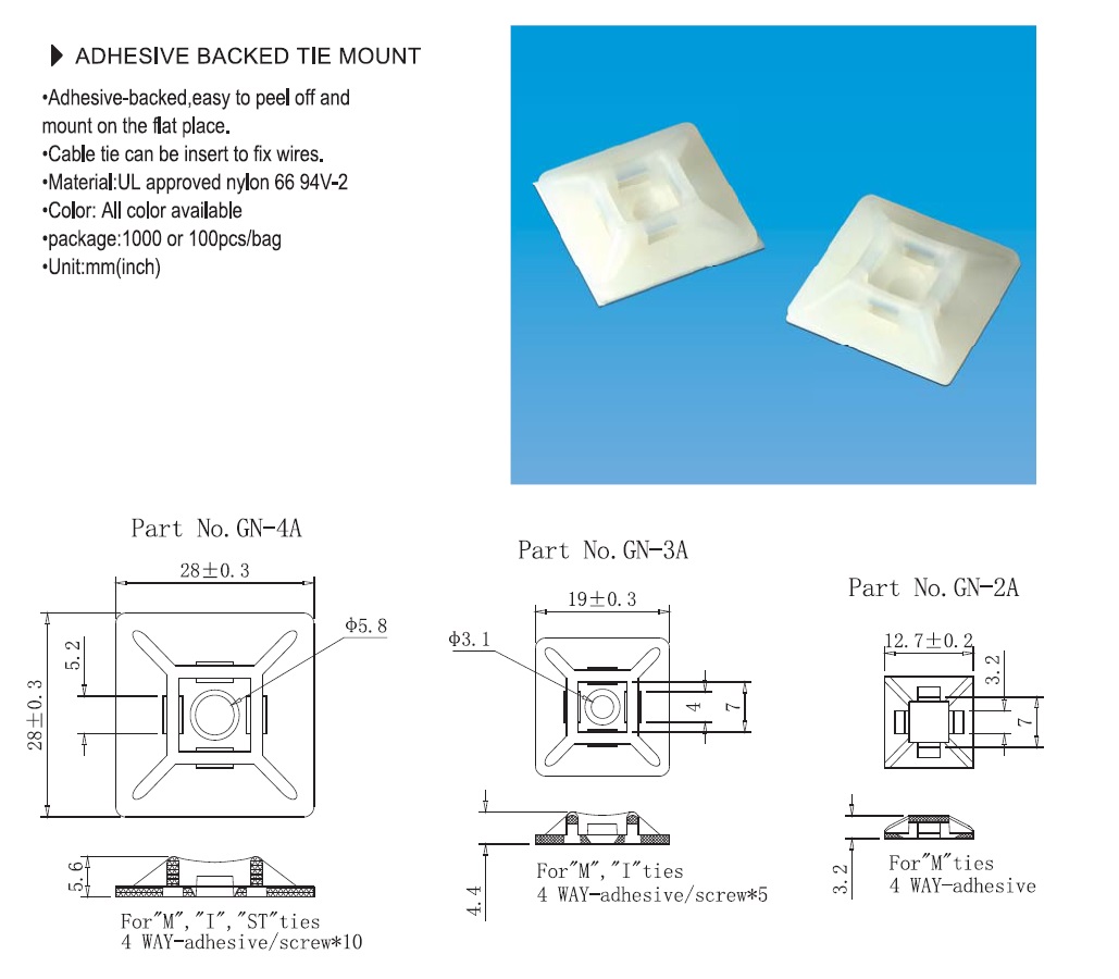 Adhesive Backed Tie Mount Adhesive Backed Tie Mount